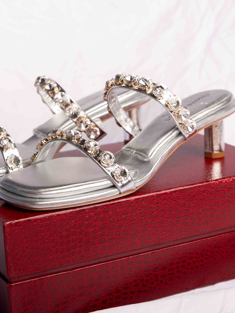 Tamara Mellon - Absolute Crystal Sandal Heels, 40mm, Silver, Size 41